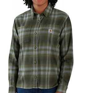 Basil Carhartt Women's Rugged Flex Loose Fit Midweight Flannel Plaid Shirt
